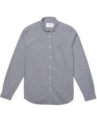 Lacoste - Overhemden ,Blauw ,Katoen Blauw Overhemd Met Elegant Ontwerp - Lyst