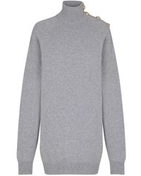 Balmain - Kleedjes ,Grijs ,Kasjmier Korte Kasjmier Trui Jurk - Lyst