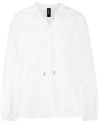 Marc Cain - Overhemden ,Wit ,Katoen Lichte Tuniek Met Borduursel & Ruches - Lyst