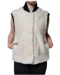 Burberry - White Warrenford Shearling Leather Vest Coat Jacket - Lyst
