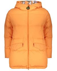 Herno - Jassen ,Oranje ,Polyester Gewatteerd Jack Met Capuchon - Lyst