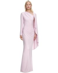 Self-Portrait - Kleedjes ,Roze ,Jersey Maxi Jurk Met Drapages - Lyst