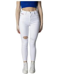 Tommy Hilfiger - Jeans skinny mujer blanco patrón liso - Lyst