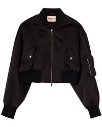 Plan C - Jassen ,Zwart ,Polyester Cropped Duchesse Bomberjack - Lyst