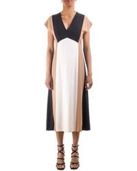 BOSS - Vielseitiges slim fit tricolor kleid mit cap-ärmel und v-ausschnitt - Lyst