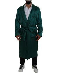 Dolce & Gabbana - Nachtkleding ,Groen ,Groene Zijden Taille Riem Badjas Nachtkleding - Lyst
