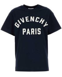 Givenchy - Tops ,Blauw ,Katoen Logo Print Crew Neck T-Shirt - Lyst