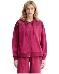 Liu Jo - Hoodies & Sweatvesten ,Roze ,Katoen Hoodie Met Strass Steentjes - Lyst
