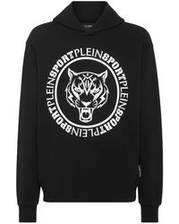 Philipp Plein - Fitness ,Zwart ,Katoen Hooded Sweatshirt Carbon Tiger - Lyst