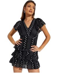 LoveShackFancy - Vestido Mini Negro Con Estampado De Estrellas, Mujer, Talla - Lyst