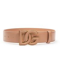 Dolce & Gabbana - Leren Riem Met Dg-Logo - Lyst