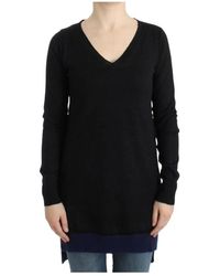 CoSTUME NATIONAL - Truien & Vesten ,Zwart ,Wol Elegante V-Hals Trui Zwart - Lyst