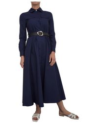 Kocca - Kleedjes ,Blauw ,Katoen Blauwe Jurk Stijlvol Modieus Elegant - Lyst