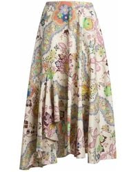 Etro - Weiße asymmetrische midi-rock blume schmetterling - Lyst