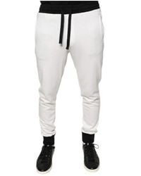 Dolce & Gabbana - Broeken ,Wit ,Katoen Witte Katoenen Jogger Trainingsbroeken Met Trekkoordsluiting - Lyst