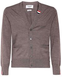 Thom Browne - Woll-cardigan mit tricolor-detail thom e - Lyst