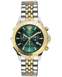 Versace - Chronograph signature grünes zifferblatt edelstahl uhr - Lyst