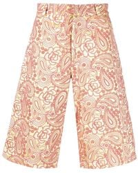 Bluemarble - Korte Broeken ,Rood ,Knie-Lengte Shorts Met Bloemenborduursel - Lyst