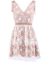 Self-Portrait Sequinned Tulle Dress - Roze