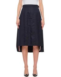 Thom Browne - Rokken ,Blauw ,Wol Geplooide Wollen Rok - Lyst