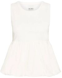 Ichi - Tops ,Wit ,Katoen Peplum Rok Top Cloud Dancer Stijl - Lyst