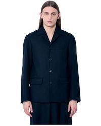 Dries Van Noten - Jassen ,Blauw ,Wol Wollen Getailleerde Jas Met Reverskraag - Lyst