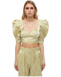 Sabina Musayev - Camicia crop stampa microfloreale su tessuto metallico - Lyst