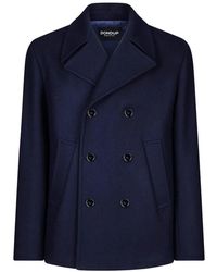 Dondup - Jassen ,Blauw ,Wol Regular-Fit Double-Breasted Peacoat - Lyst