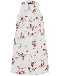 Marina Rinaldi - Blumiges Ärmelloses Kleid Mit V-Ausschnitt - Lyst