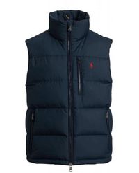 Ralph Lauren - Jassen ,Blauw ,Leer Gorham Down Gilet - Lyst