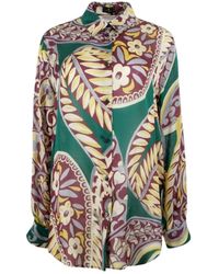 Etro - Overhemden ,Veelkleurig ,Button Up Silk Shirt - Lyst
