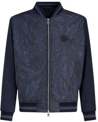 Etro - Jassen ,Blauw ,Polyester Bomber Travel Jacket - Lyst