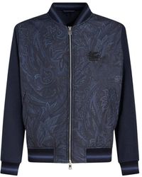 Etro - Jassen ,Blauw ,Polyester Bomber Travel Jacket - Lyst