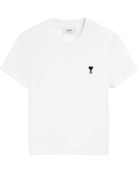 Ami Paris - Witte T-Shirts En Polos Met Borduursel - Lyst