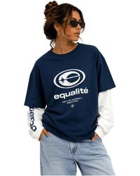Equalite - Tops ,Blauw ,Katoen Elan Double Layer Longsleeve - Lyst