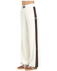Elisabetta Franchi - Gebreide Crèmekleurige Broek Regular Fit Palazzo - Lyst
