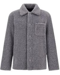 Herno - Jassen ,Grijs ,Polyester Teddy Jacket - Lyst