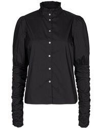 co'couture - Overhemden ,Zwart ,Katoen Elegante Puff Shirt Blouse Met Details - Lyst