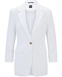 BOSS - Blazer moderno de lino jasena blanco - Lyst