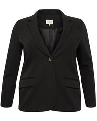 Kaffe - Zwarte Diepe Blazer Met V-Hals - Lyst