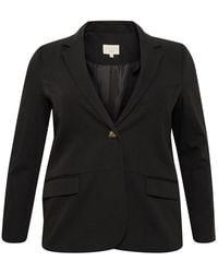 Kaffe - Zwarte Diepe Blazer Met V-Hals - Lyst