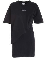 KENZO - Asymmetrisches Logo T-Shirt Kleid - Lyst