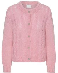 American Dreams - Truien & Vesten ,Roze ,Wol Zachte Bessen Kabel Gebreid Vest - Lyst