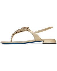 Loriblu - Schoenen ,Geel ,Leer Sandaal Sieraad Teenslipper - Lyst