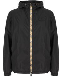 Burberry - Jassen ,Zwart ,Nylon Nylon Jas Met Capuchon - Lyst