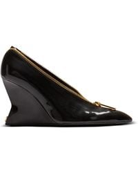 Balmain - Schoenen ,Zwart ,Leer Zip Wedge Pumps - Lyst