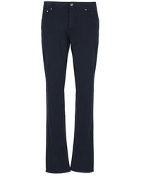 Jacob Cohen - Blaue Baumwollhose Mit Logopatch - Lyst