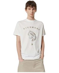 RICHMOND - Tops ,Wit ,Katoen T-Shirt Met Korte Mouwen En Grafische Print - Lyst