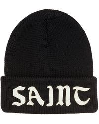 SAINT Mxxxxxx - Accessoires ,Zwart ,Gebreide Beanie Met Logo - Lyst