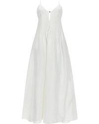 Tory Burch - Kleedjes ,Wit ,Linnen Midi Jurk - Lyst